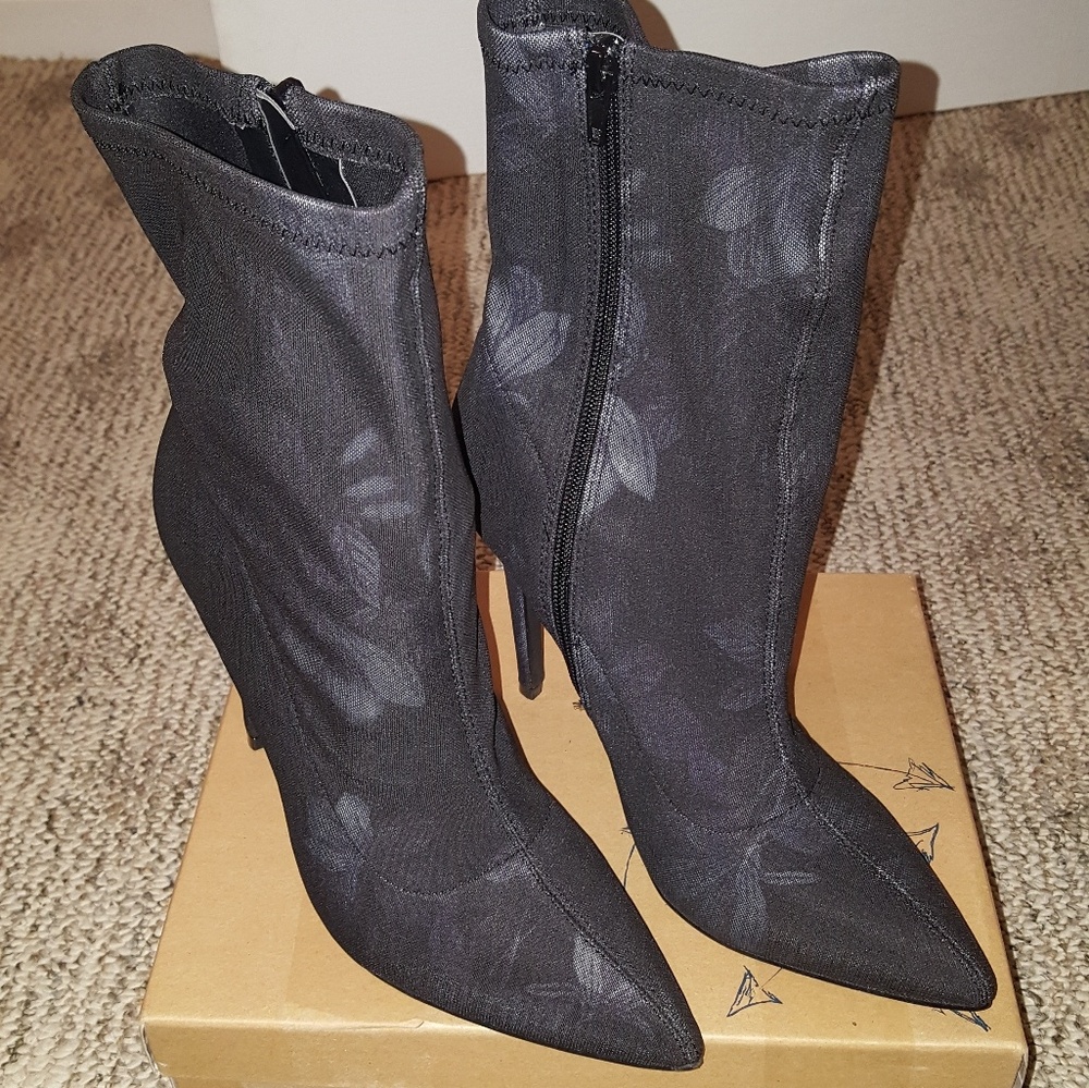 Black sock ankle booties